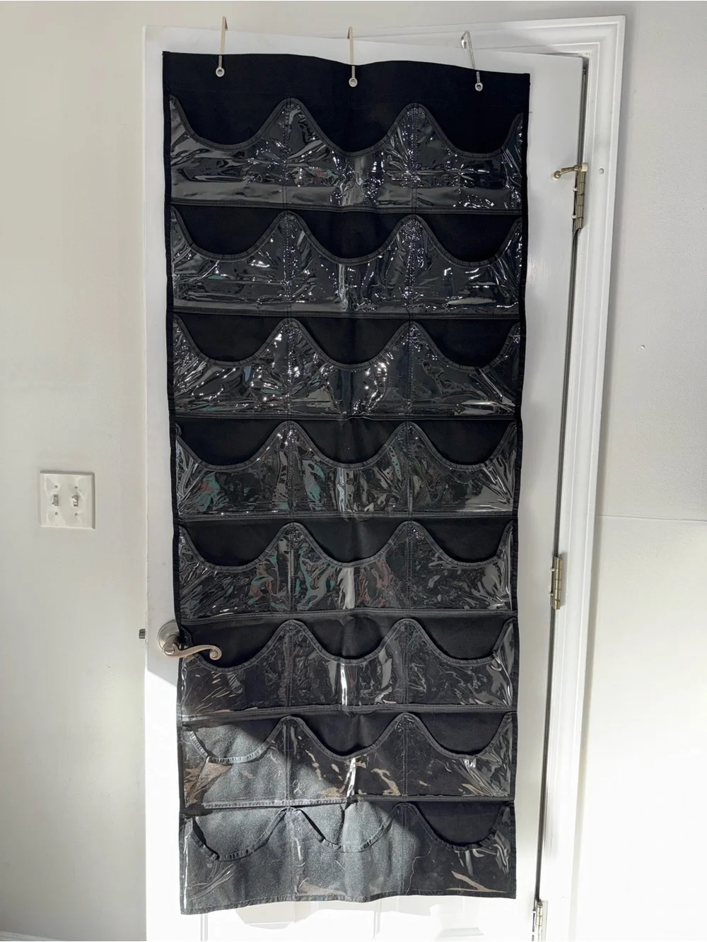 Over-the-Door Hat Organizer | Hanging Cap Storage | 24 Pocket Black